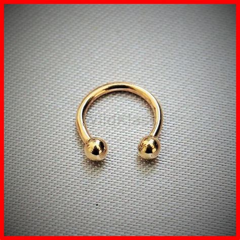 14k Gold Ring 16g 14g Solid Gold Horseshoe Circular Barbell Ring Septum