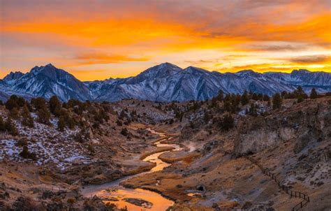 Wallpaper The Sky Sunset Mountains River California Inyo National