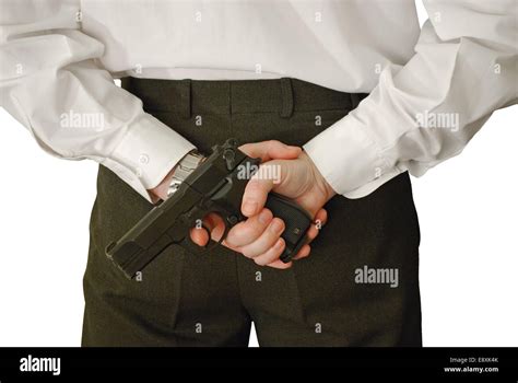 The Man Holds Handgun Stock Photo Alamy