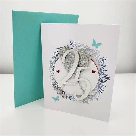 Butterfly wedding card | sandy stamper. 25th Silver Wedding Anniversary Card | Handmade ...