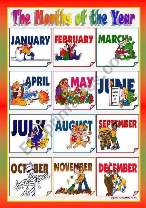 Free Printable Months Of The Year Chart Preschool Charts Months In A