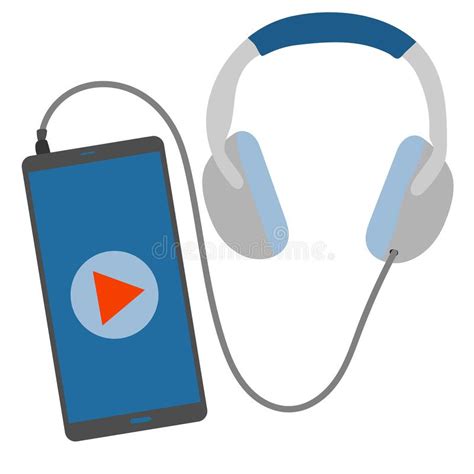 Music Player On Mobile Phone Screen With Earphones Vector Illustration