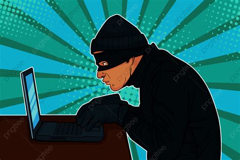 Hacker Hacking Vector Png Images Caucasian Hacker Thief Hacking Into A