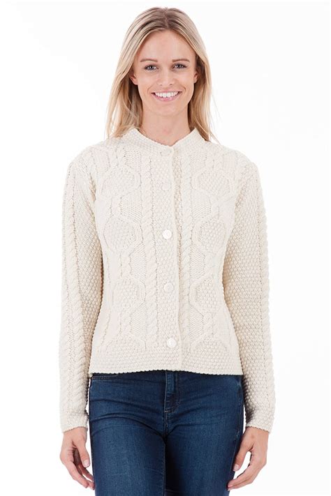 Womens Aran Cardigan Merino Wool Cardigan Sweateronline Made In