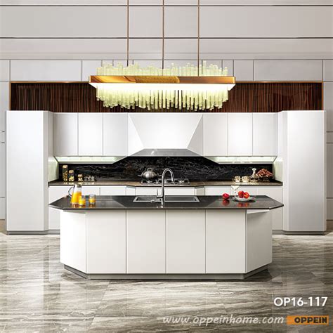 Op16 117 Modern White Silver Flash Lacquer Kitchen Cabinet