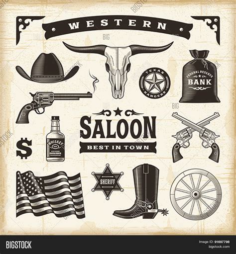 Vintage Western Set Vector And Photo Free Trial Bigstock