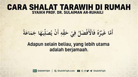 Niat shalat tarawih sebagai imam tata cara shalat tarawih sendiri di rumah: Cara Shalat Tarawih di Rumah - Syaikh Sulaiman Ar-Ruhaily ...