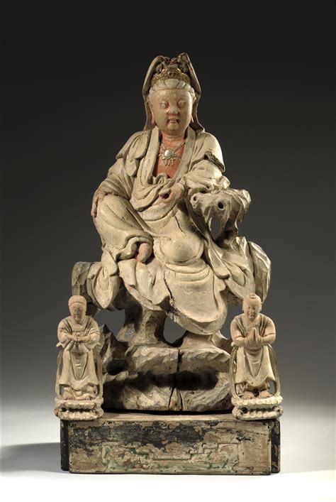 A Chinese Polychromed Wooden Sculpture Of Bodhisattva Guanyin 18th