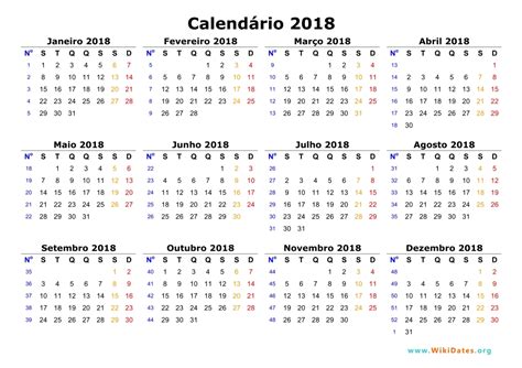 Calendário 2018