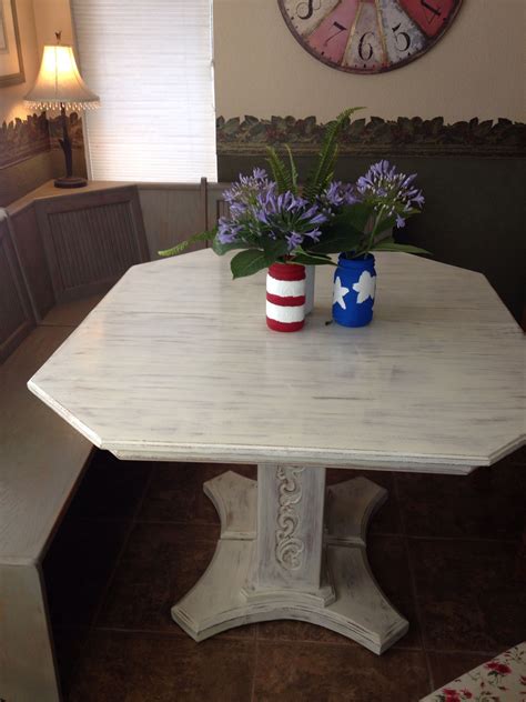 Your dining room is great really, white furniture and that wood tile wall on white wall, its looks super. My newly painted dining room table in "old white" with ...