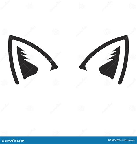 Cat Kitty Ear Icon On A White Background Vector Illustration Stock