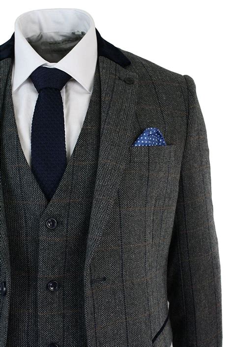 Everyone wants to look their best at weddings, so whether you're the groom, best man, or a guest seeking to impress, find your perfect suit today! Marc Darcy Mens Check Vintage Herringbone Tweed 3 Piece ...