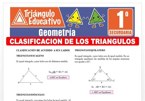 Clasificaci N De Los Tri Ngulos Para Primero De Secundaria Fichas