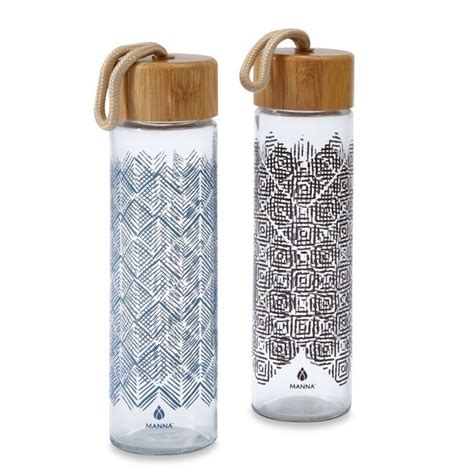 Manna Glass Water Bottle With Bamboo Lid Filtered Water Bottle Glass
