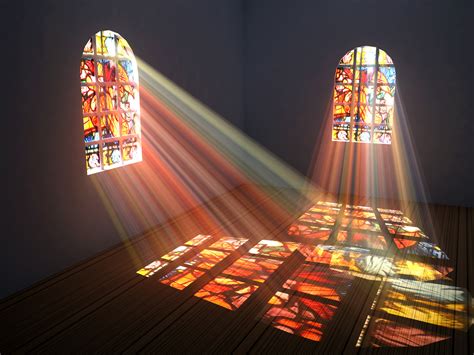 Artstation Empty Room With Light Through Colorful Stained Glass Windows