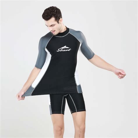 Sbart Short Sleeve Rash Guard Swimwear Surf Shirt And Shorts Scuba