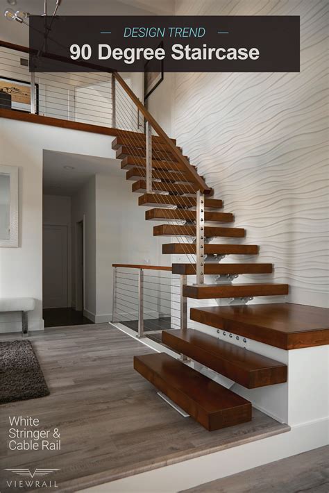 Design Trend 90 Degree Floating Stair Remodel Modern Staircase