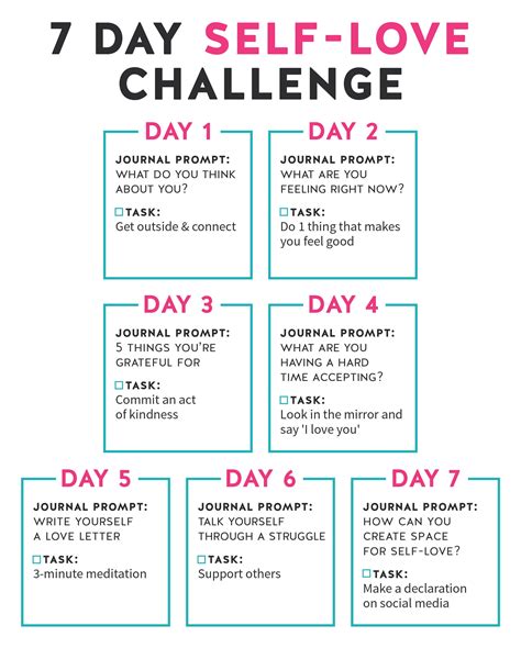 Print Out This Checklist And Keep It Handy Love Challenge Self Love
