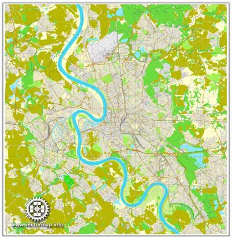 Dusseldorf Germany Map Vector Exact High Detailed City Plan Editable