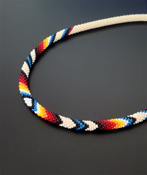 Thin Native American Beadwork Necklace Indian Jewelry Beaded Etsy