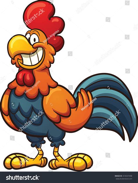 Happy Cartoon Rooster Vector Clip Art Stock Vector