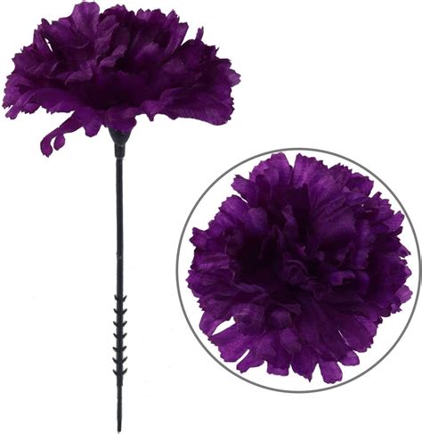 purple passion 50 piece set of 5 purple carnation picks with 3 5 silk flower heads great
