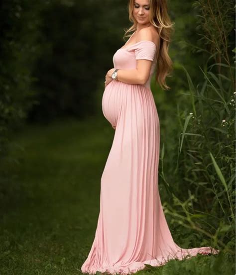 100 Cotton Pregnancy Women Maternity Dress For Photo Shoot Long Pink Women Photography Dress