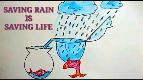 How To Draw Save Rain Water Save Life Drawing Easy Harvesting Rain