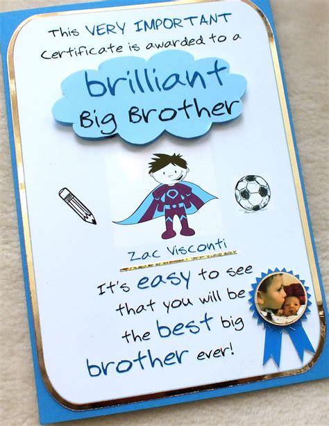 New Big Brother Certificate Card Handmade By Mandishella Birthday
