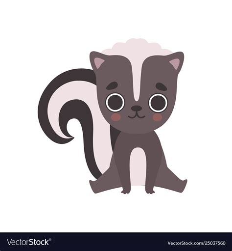 Cute Little Skunk Baby Animal Cartoon Character Vector Image