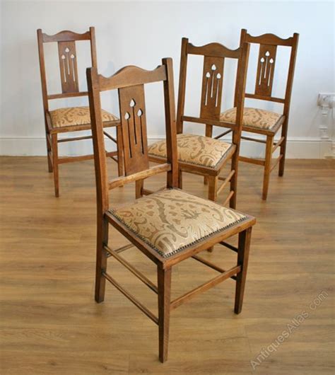 Arts & crafts dining chair 20th century antique chairs. Four Arts & Crafts Oak Dining Chairs - Antiques Atlas