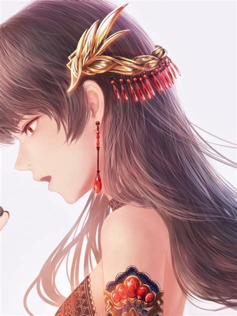 Download 600x800 Anime Girl Profile View Long Hair