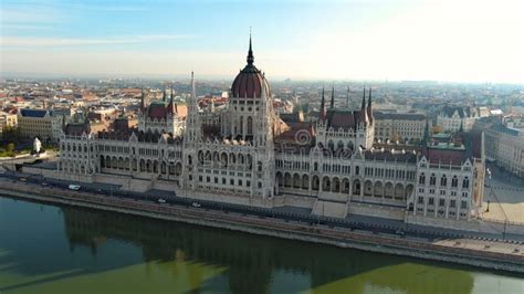 Aerial View Of Hungarian Parliament Building In Budapest Hungary Stock