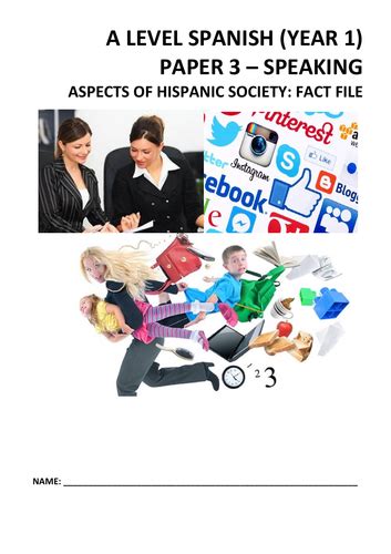 New Spanish A Level Year 1 Fact File Aspects Of Hispanic Society