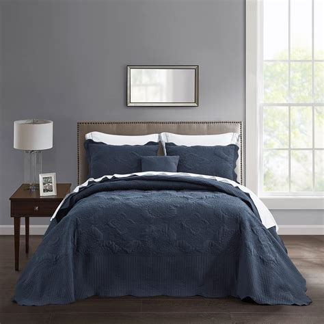 Hzandhy Oversized King Bedspread Navy Blue 138x122 Extra Wide Coverlet