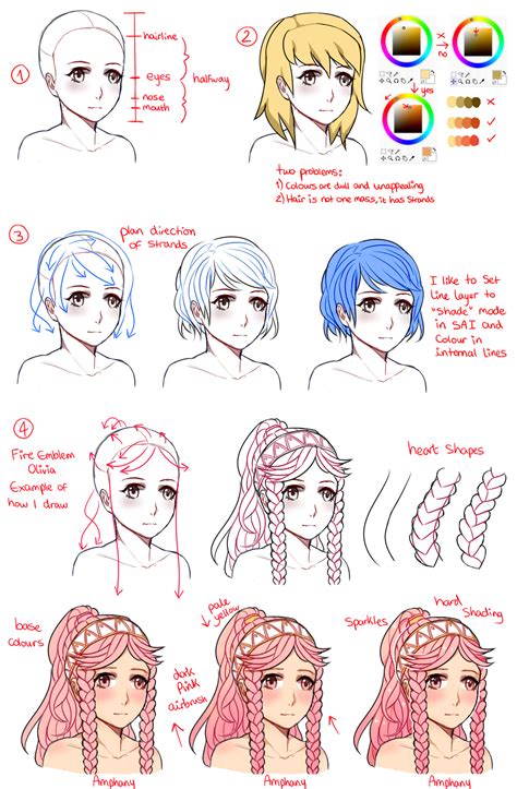 Female Hair Tutorial By Amphany Drawing Hair Tutorial Drawing Skills Drawing Tips Girl Drawing