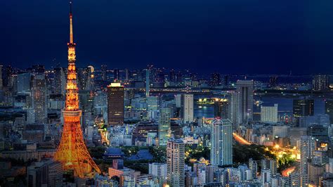 Tokyo Tower And Skyline During Blue Hour Minato Tokyo Japan
