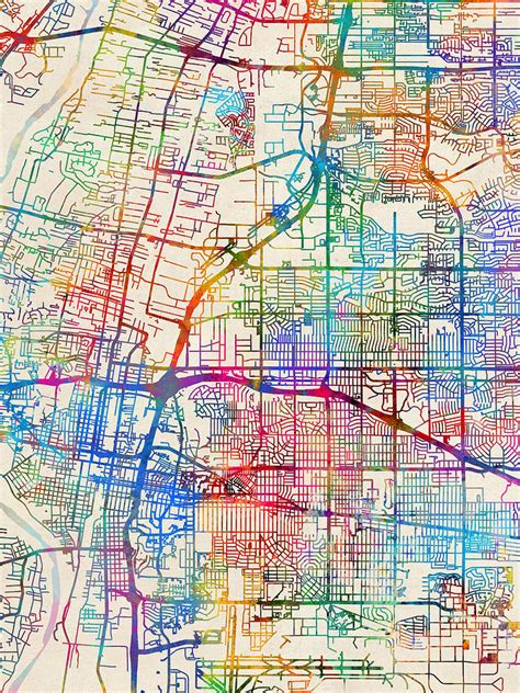 Albuquerque New Mexico City Street Map Digital Art By Michael Tompsett