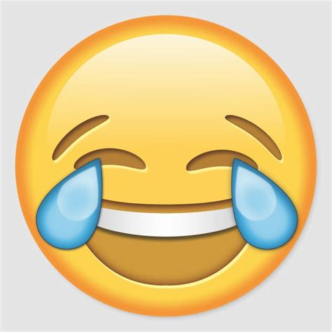 Funny Emoji Glossy Round Sticker Funny Emoji Laughing