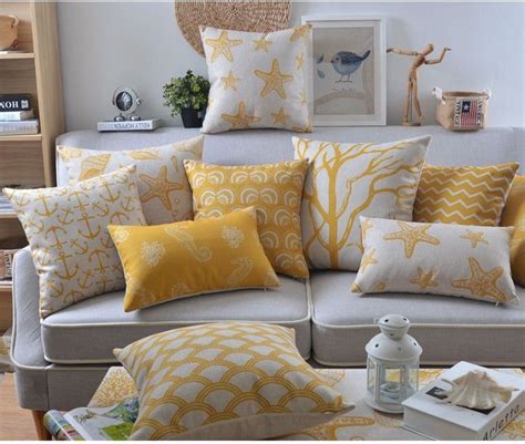 33 Beautiful Yellow Decorative Pillow On Grey Sofa For You Cushions
