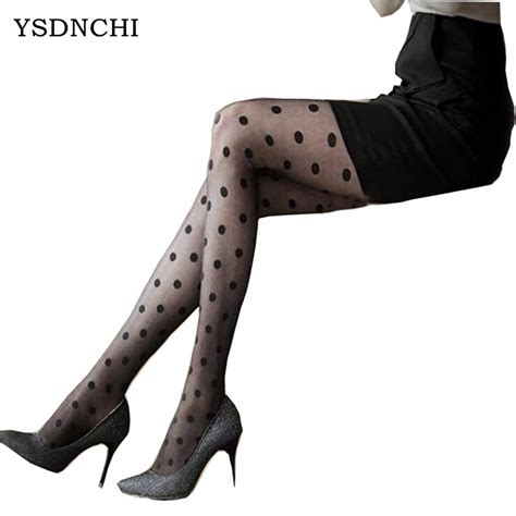 2017 New Women Tights Black And White Big Dots Sexy Sheer Lace Pantyhose Stockings Dot Slim