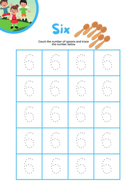 Number 6 Tracing Worksheets