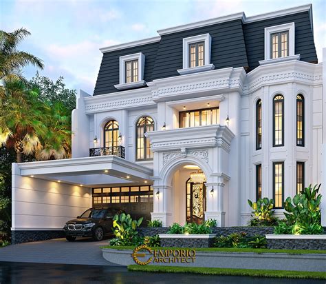 Desain Rumah Klasik 3 Lantai Mrs. M di Jakarta Barat - Tampak Depan