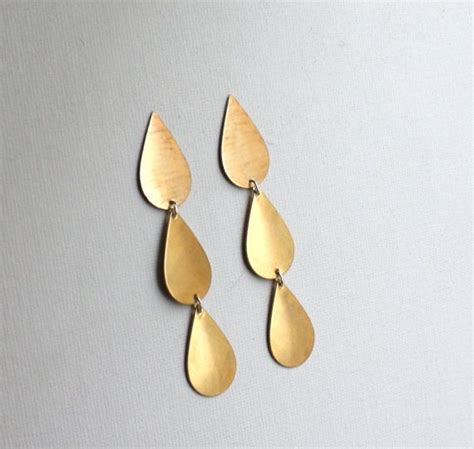 Brass Tear Drop Dangle Earrings Handmade By Rachelpfefferdesigns