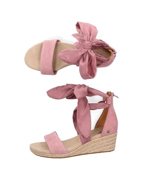 Ugg Wedge Sandals Trina Suede Textile Rose In Pink Lyst
