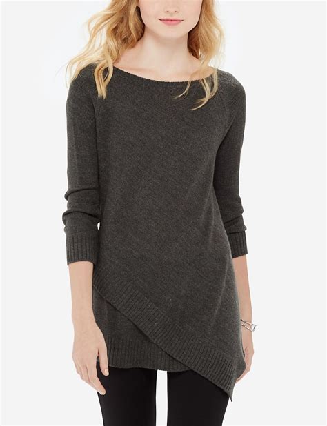 Asymmetrical Tunic Sweater Long Layered Look Sweater Clothes
