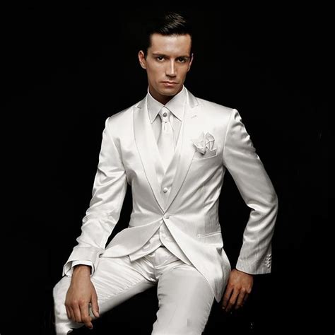 Tpsaade Latest Coat Pant Designs Ivorywhite Suit Men Satin Tuxedo