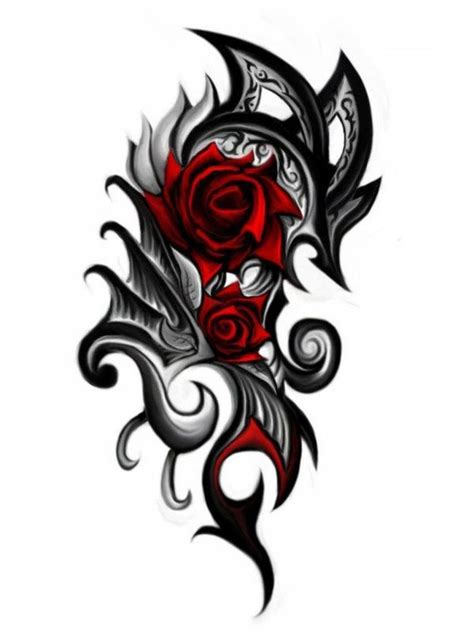De 25 Bästa Red And Black Gothic Rose Tattoo On Side