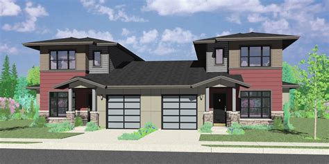 Floor plan with interior spaces: Duplex Plans With Garage In Middle | Dandk Organizer