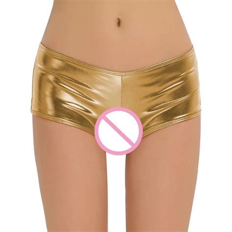 Hot Clubwear Women S Lingerie Wetlook Faux Leather Crotchless Open Butt Sexy Panties Bikini